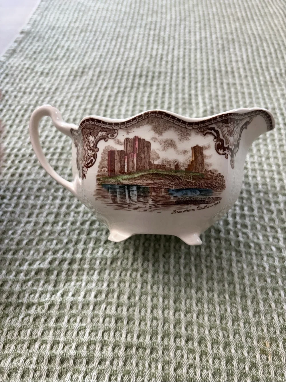 Vintage Johnson Brothers Cream and Brown Transferware Creamer and Sugar Set